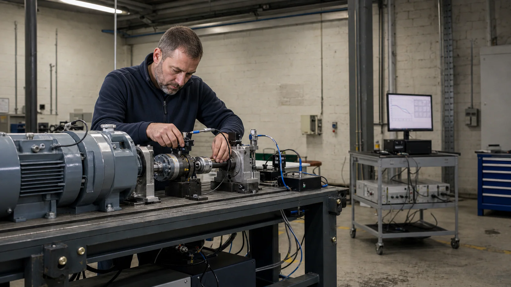 Ingenieur bei einem Design-of-Experiments-Versuch am Prüfstand
